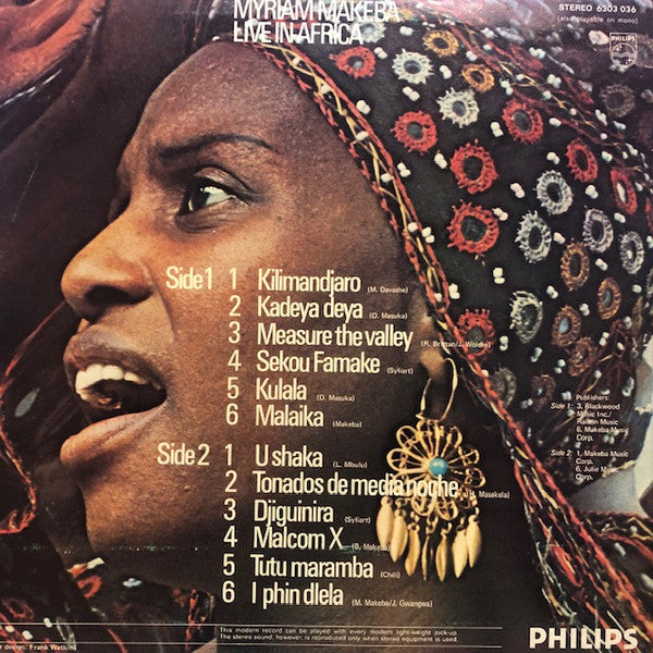 Miriam Makeba : Live In Africa (LP, Album)