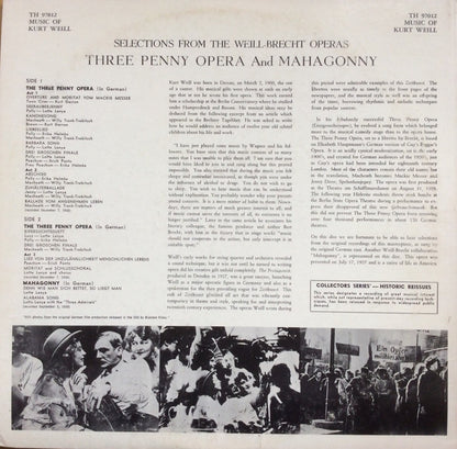 Kurt Weill - Bertolt Brecht, Lotte Lenya : Three Penny Opera ("Dreigroschenoper") And Mahagonny (LP, RE)