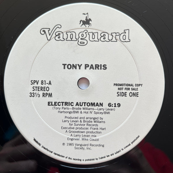 Tony Paris : Electric Automan (12", Promo)