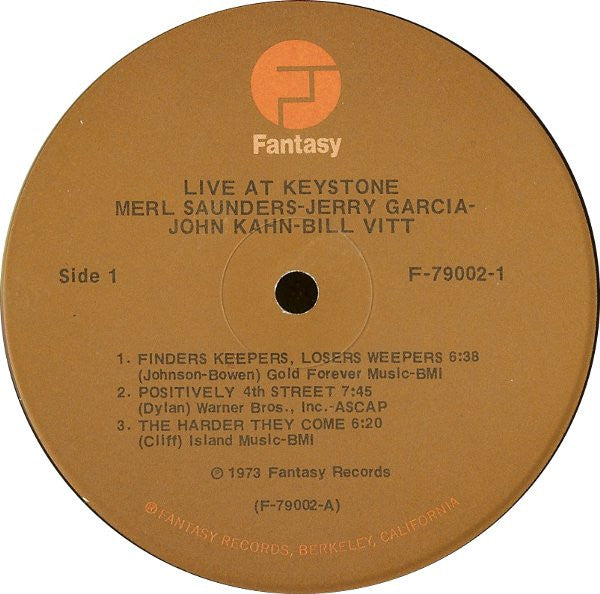 Merl Saunders, Jerry Garcia, John Kahn, Bill Vitt : Live At Keystone (2xLP, Album, Ind)