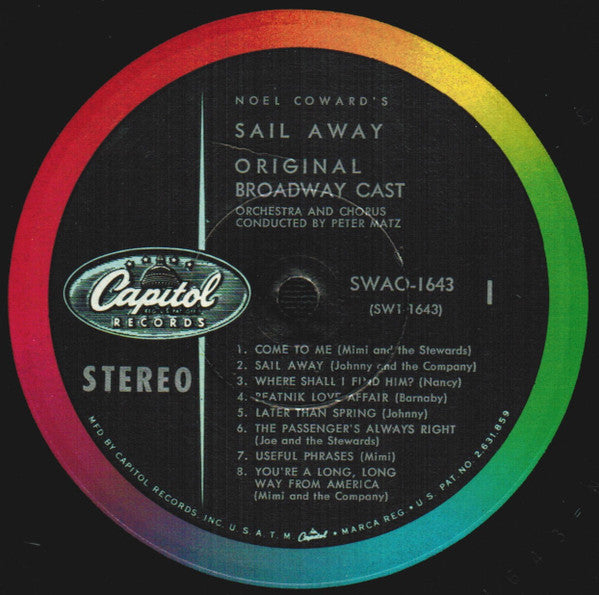 Noël Coward / Starring Elaine Stritch : Sail Away  (Original Broadway Cast) (LP, Album, Scr)