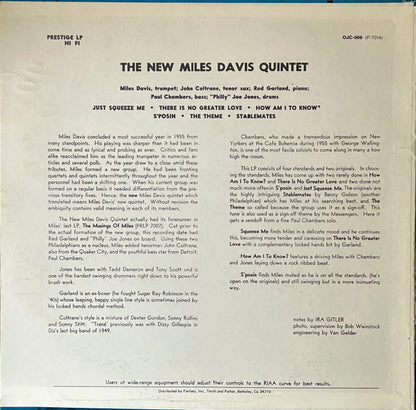 The Miles Davis Quintet : Miles (LP, Album, Mono, RE, Ter)