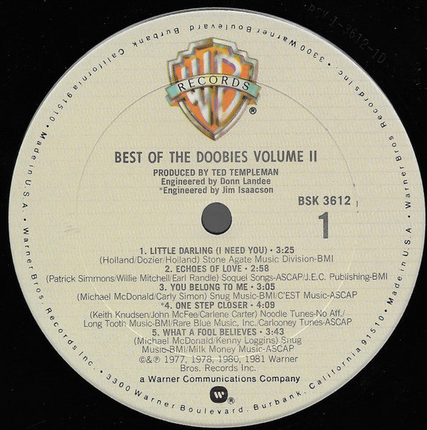 The Doobie Brothers : Best Of The Doobies - Volume II (LP, Comp, Club, Car)