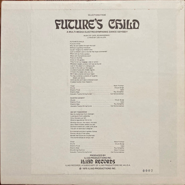 Future’s Child (2) : A Multi-Media Electro-Symphonic Dance Odyssey  (LP, S/Sided, Num, Promo)