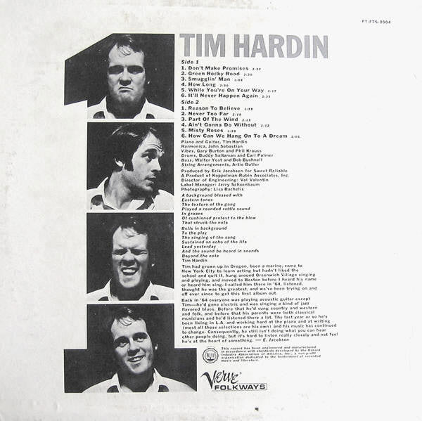 Tim Hardin : Tim Hardin 1 (LP, Album, Mono)
