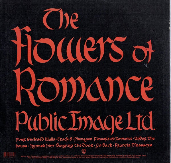 Public Image Limited : The Flowers Of Romance (LP, Album, Los)