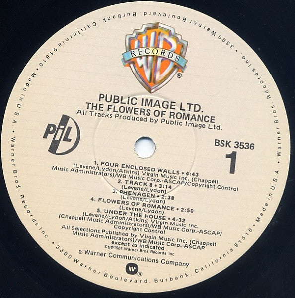 Public Image Limited : The Flowers Of Romance (LP, Album, Los)