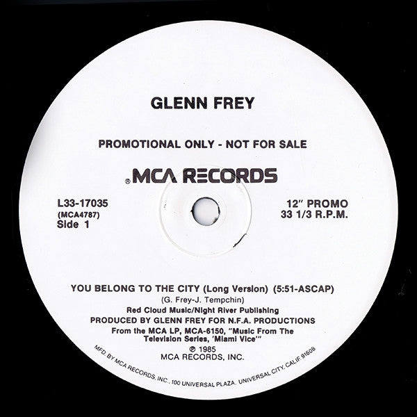 Glenn Frey : You Belong To The City (12", Single, Promo)