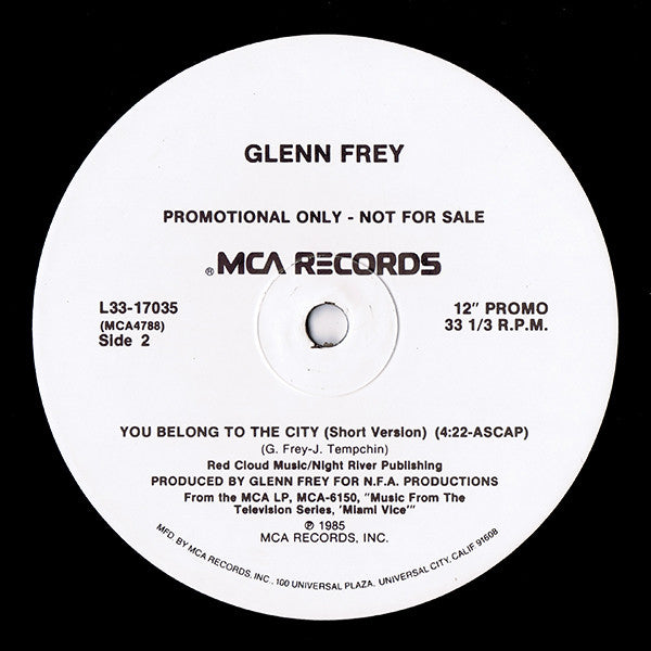 Glenn Frey : You Belong To The City (12", Single, Promo)