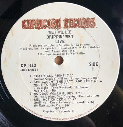 Wet Willie : Drippin' Wet Live (LP, Album)