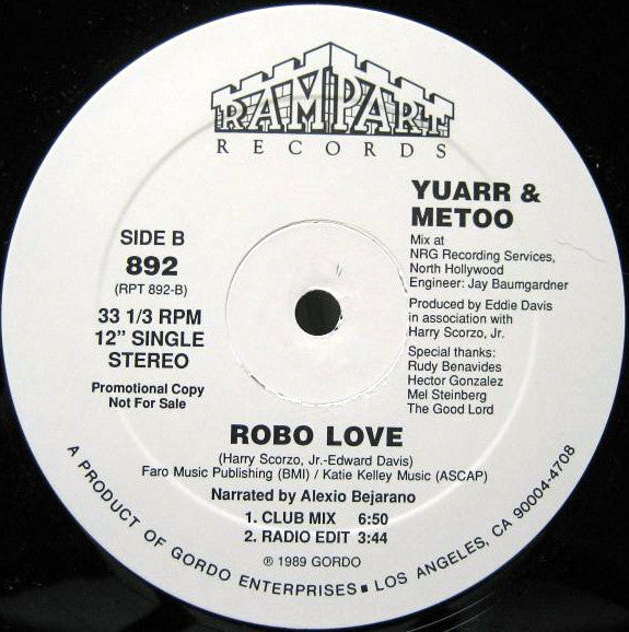 Yuarr & Metoo : Robo Love (12", Promo)