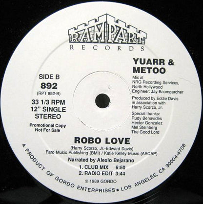 Yuarr & Metoo : Robo Love (12", Promo)