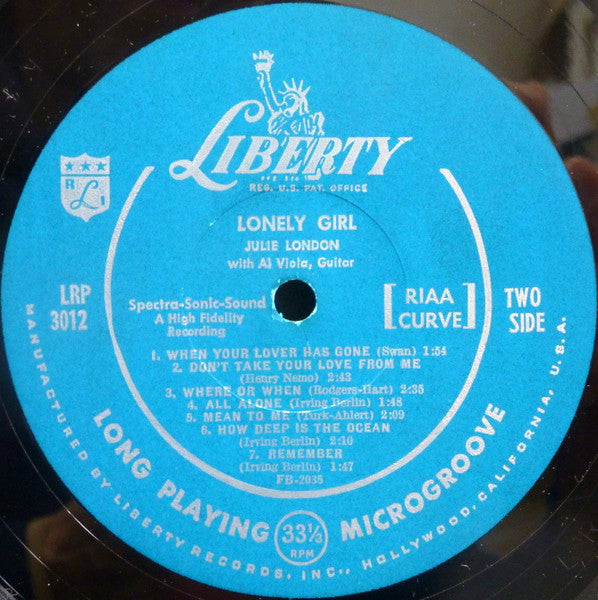 Julie London : Lonely Girl (LP, Album, Mono, Scr)