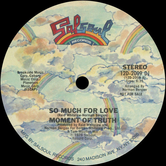 Moment Of Truth : So Much For Love (12", Promo)