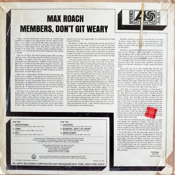 Max Roach : Members, Don't Git Weary (LP, Album, Pre)