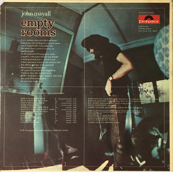 John Mayall : Empty Rooms (LP, Album, Ter)