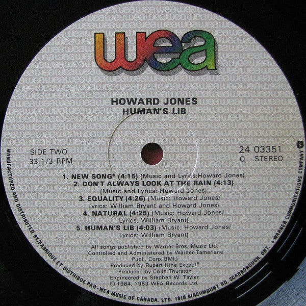 Howard Jones : Human's Lib (LP, Album)