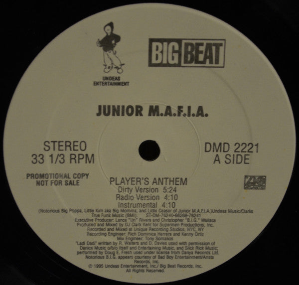 Junior M.A.F.I.A. : Player's Anthem (12", Promo)