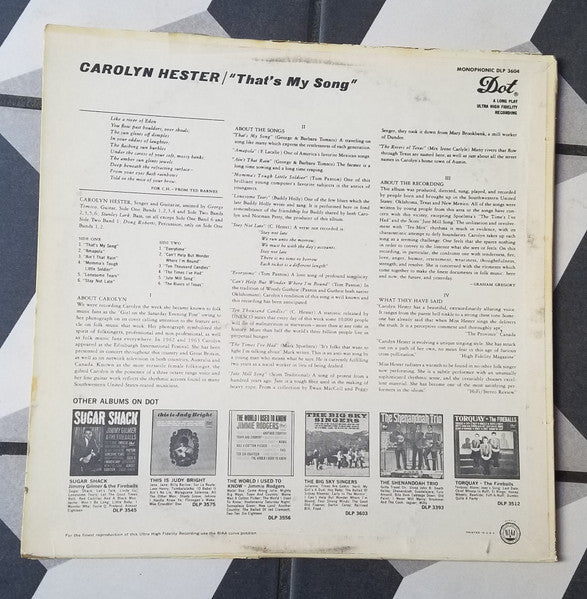 Carolyn Hester : That's My Song (LP, Mono)