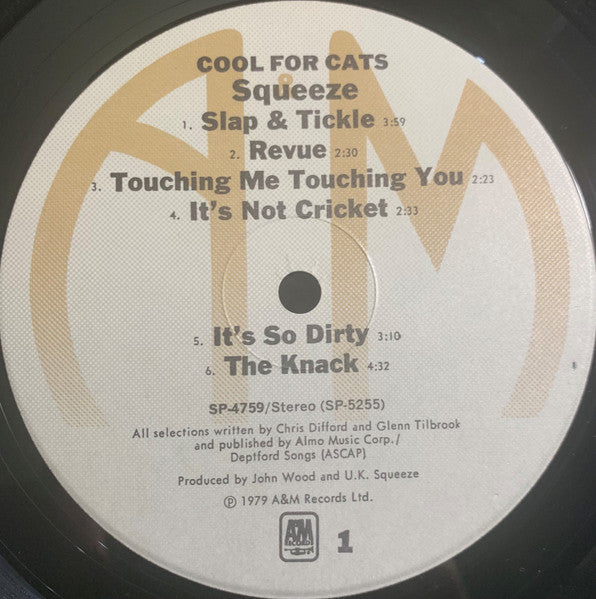 Squeeze (2) : Cool For Cats (LP, Album, Ind)