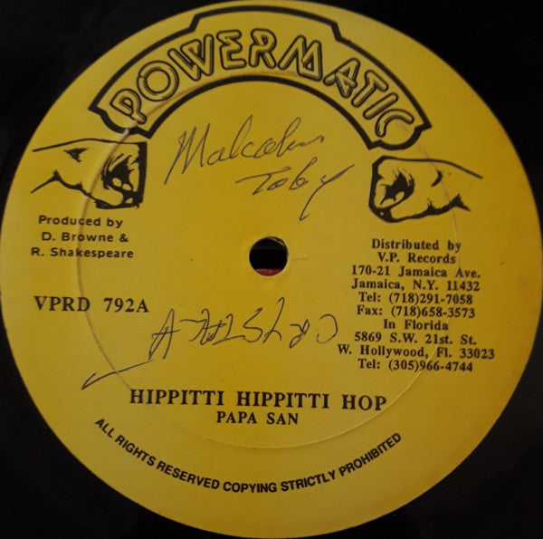 Papa San / Johnny "Hulk" Ashley : Hippitti Hippitti Hop / Look Man Fi Rent (12", Yel)