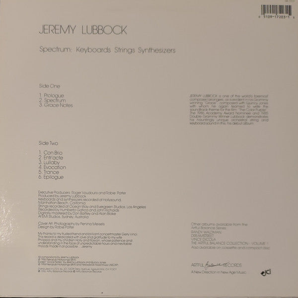 Jeremy Lubbock : Spectrum: Keyboards Strings Synthesizers (LP)