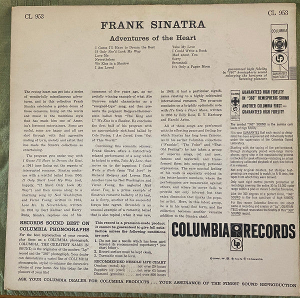 Frank Sinatra : Adventures Of The Heart (LP, Comp, Mono)
