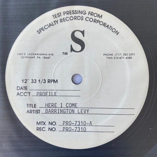 Barrington Levy : Here I Come (Broader Than Broadway) (12", TP)
