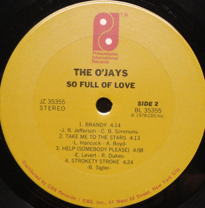 The O'Jays : So Full Of Love (LP, Album, Pit)