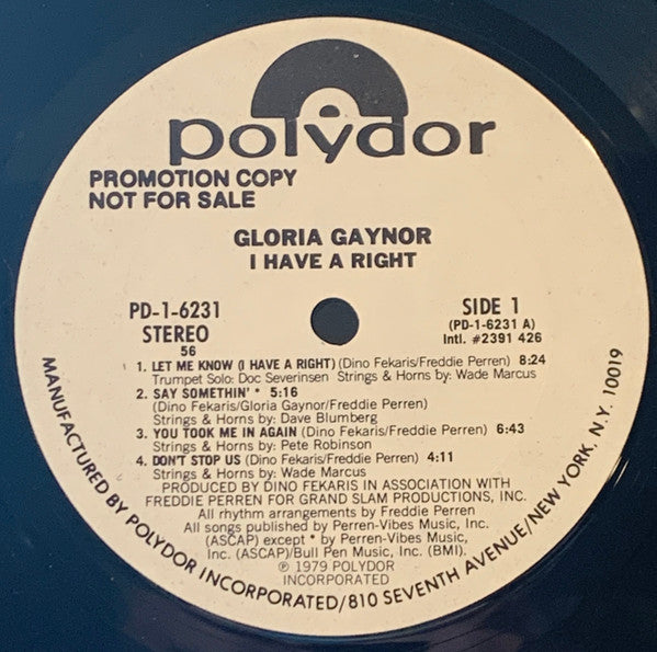 Gloria Gaynor : I Have A Right (LP, Album, Promo, 56;)