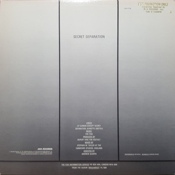 The Fixx : Secret Separation (12", Promo)