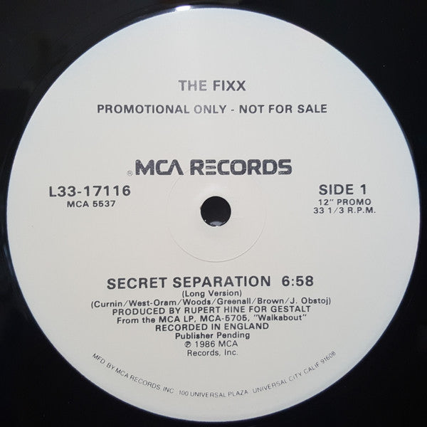 The Fixx : Secret Separation (12", Promo)