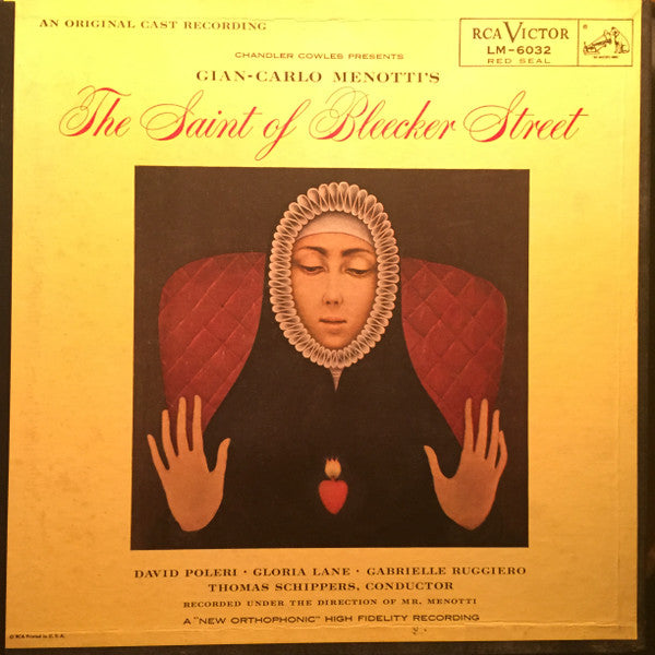 Gian Carlo Menotti - David Poleri, Gloria Lane, Gabrielle Ruggiero, Thomas Schippers : The Saint Of Bleecker Street (2xLP, Mono)