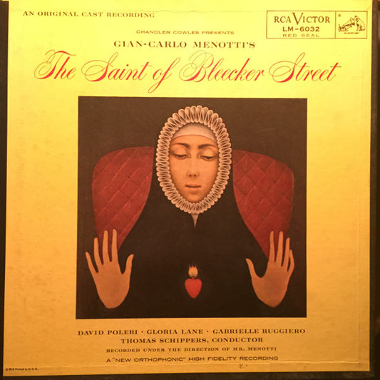 Gian Carlo Menotti - David Poleri, Gloria Lane, Gabrielle Ruggiero, Thomas Schippers : The Saint Of Bleecker Street (2xLP, Mono)