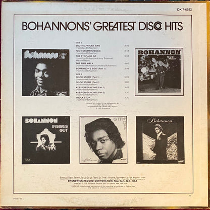 Hamilton Bohannon : Bohannon's Greatest Disco Hits (LP, Comp, PRC)