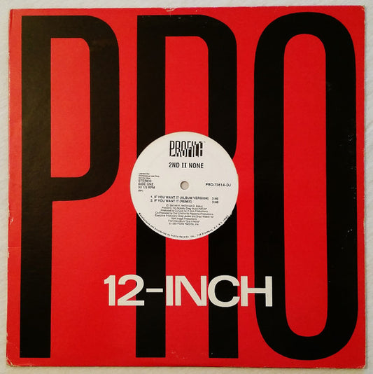 2nd II None : If You Want It / More Than A Player (12", Promo)