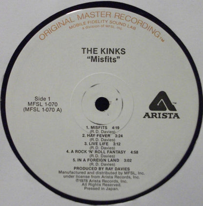 The Kinks : Misfits (LP, Album, RE, RM)