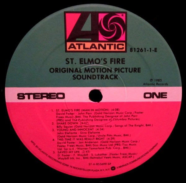 Various : St. Elmo's Fire (Original Motion Picture Soundtrack) (LP, Album, SP )