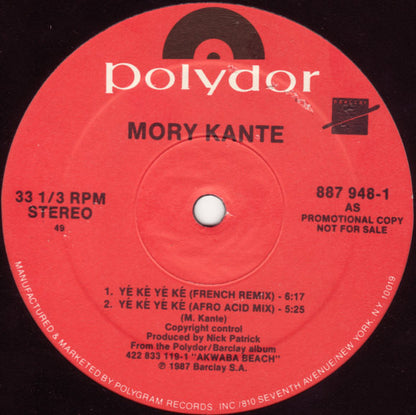 Mory Kanté : Yé Ké Yé Ké (12", Promo)