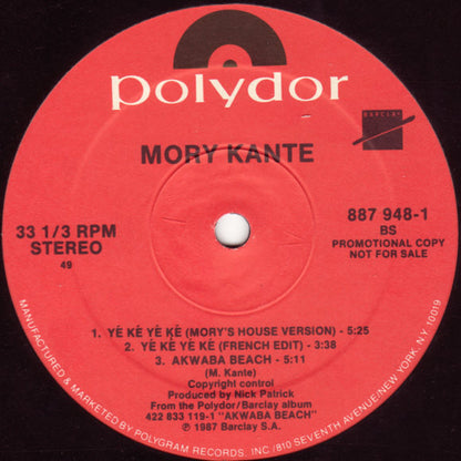 Mory Kanté : Yé Ké Yé Ké (12", Promo)