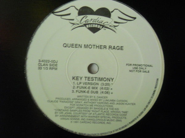Queen Mother Rage : Key Testimony (12", Promo)