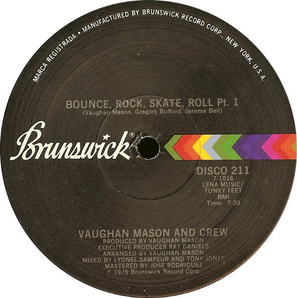 Vaughan Mason & Crew : Bounce, Rock, Skate, Roll (12")