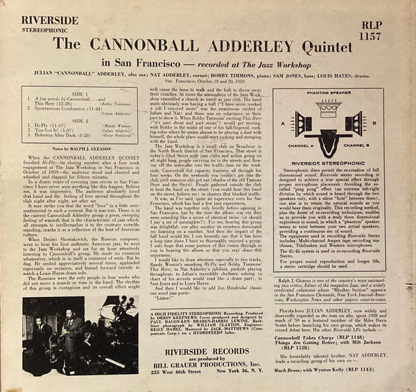 The Cannonball Adderley Quintet Featuring Nat Adderley : The Cannonball Adderley Quintet In San Francisco (LP, Album)