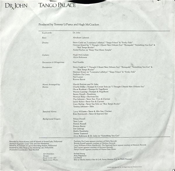 Dr. John : Tango Palace (LP, Album, Ter)