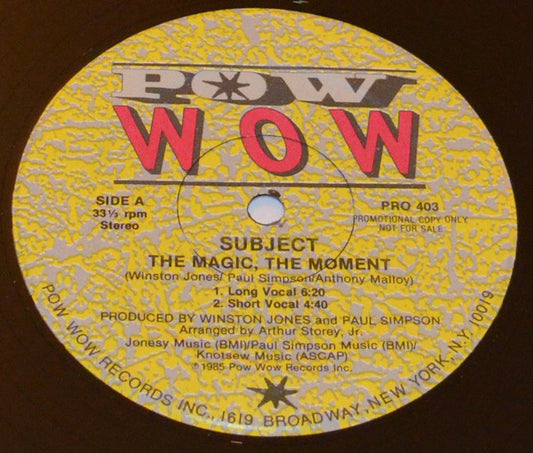 Subject : The Magic, The Moment (12", Promo)