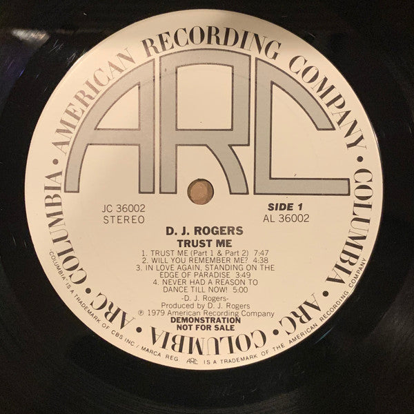 D. J. Rogers : Trust Me (LP, Album, Promo)