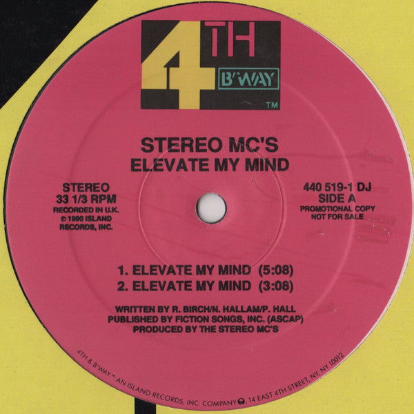 Stereo MC's : Elevate My Mind (12", Promo)