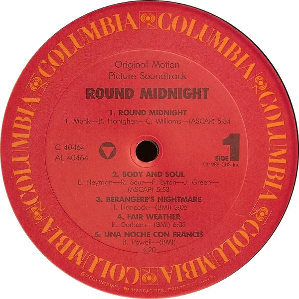 Herbie Hancock, Various : Round Midnight - Original Motion Picture Soundtrack (LP, Album, Car)