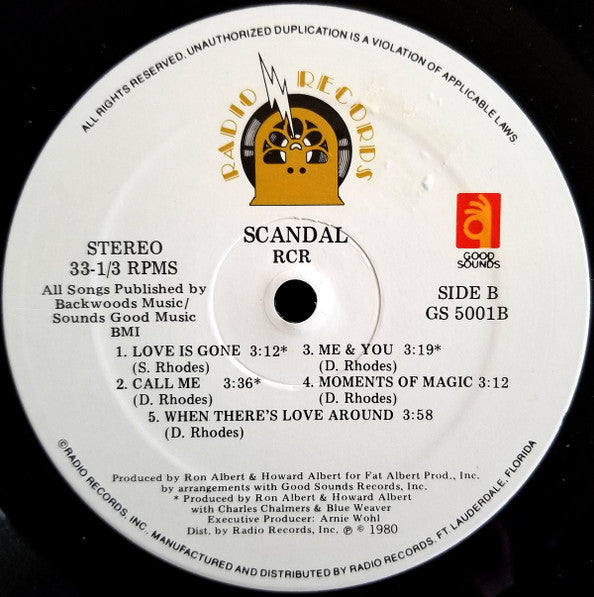 Rhodes, Chalmers & Rhodes : Scandal (LP, Album, PRC)
