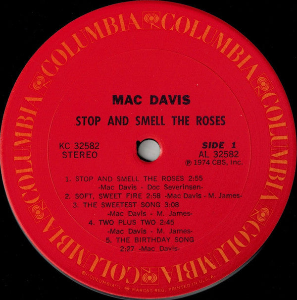 Mac Davis : Stop And Smell The Roses (LP, Album)